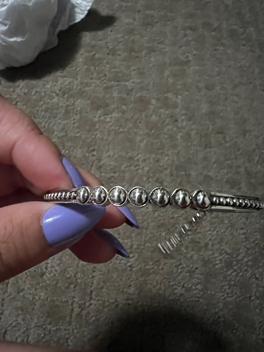 Brighton- Silver Beaded Stretch Bracelet - Polished Dome Detail